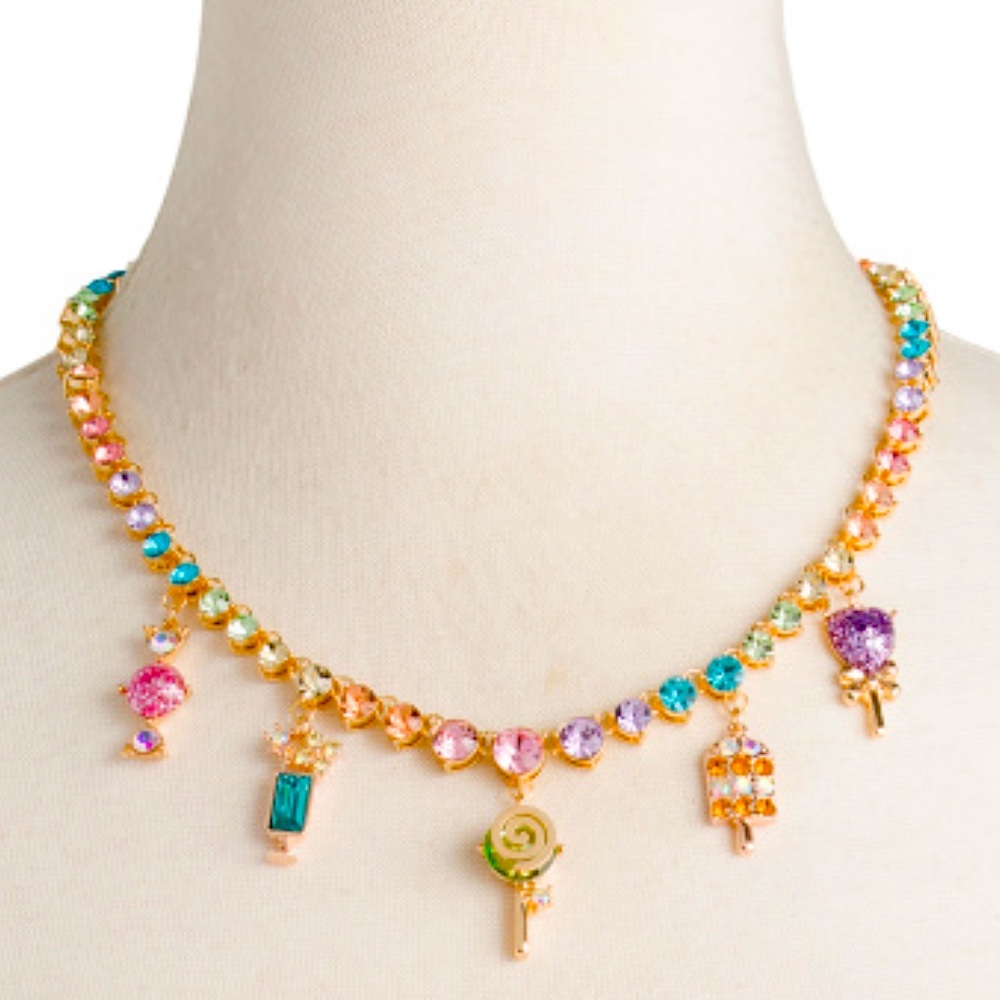 New Betsey Johnson Candy Charm Bib Statement Necklace